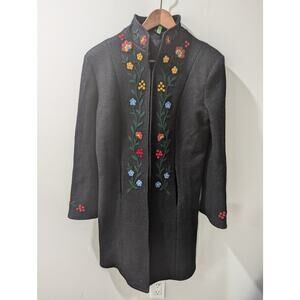 Women's Wool Floral Applique German Coat